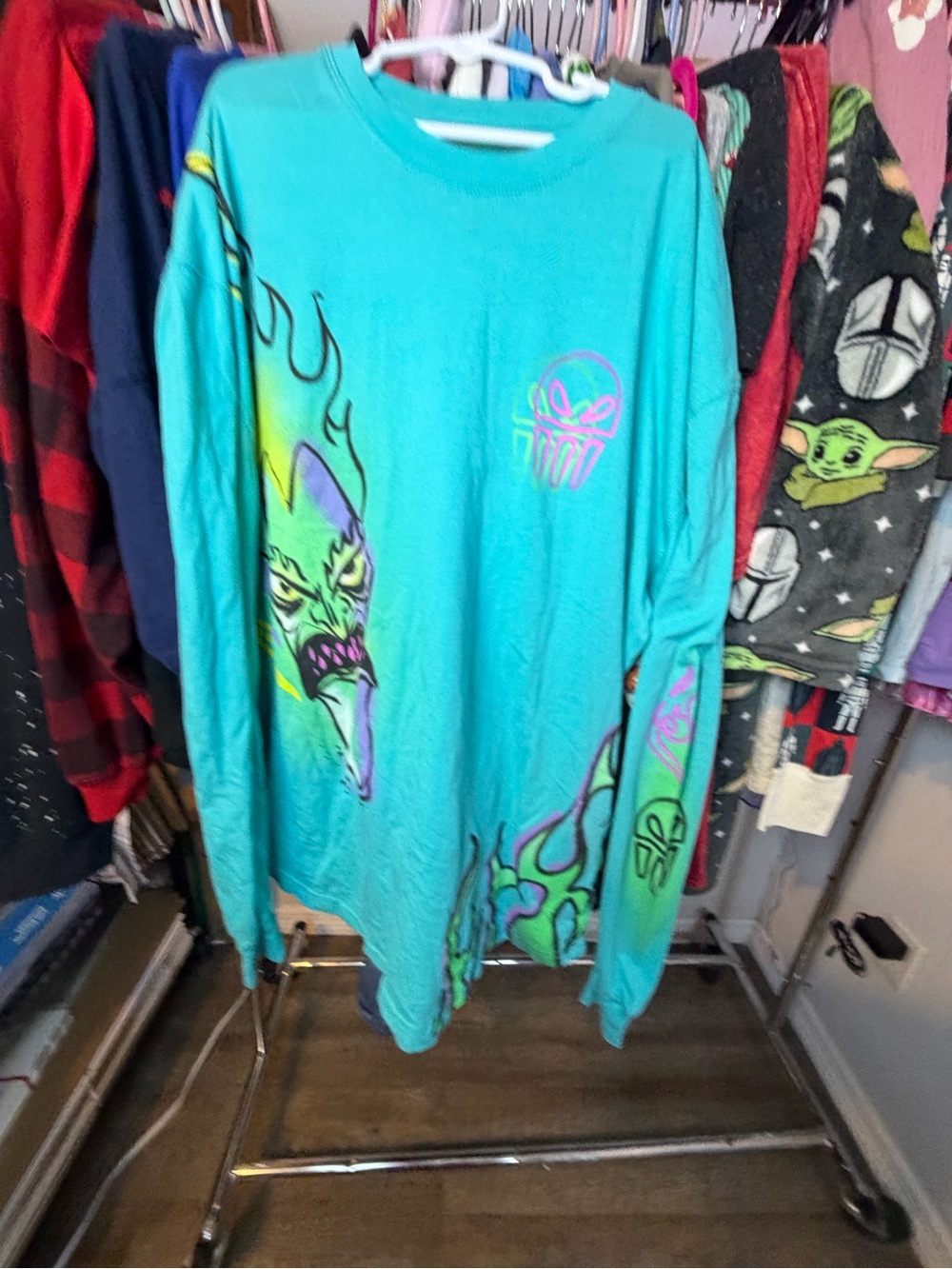 Disney Hercules Turquoise Crewneck Tee with Graphic Detail - XS Oversized